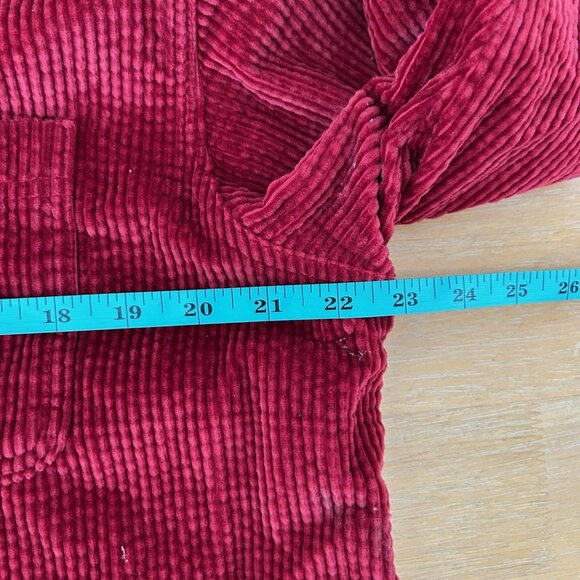 LL Bean Corduroy Shirt Jacket Womens L Red Flannel Lined Button Up Shacket Warm - Picture 6 of 11